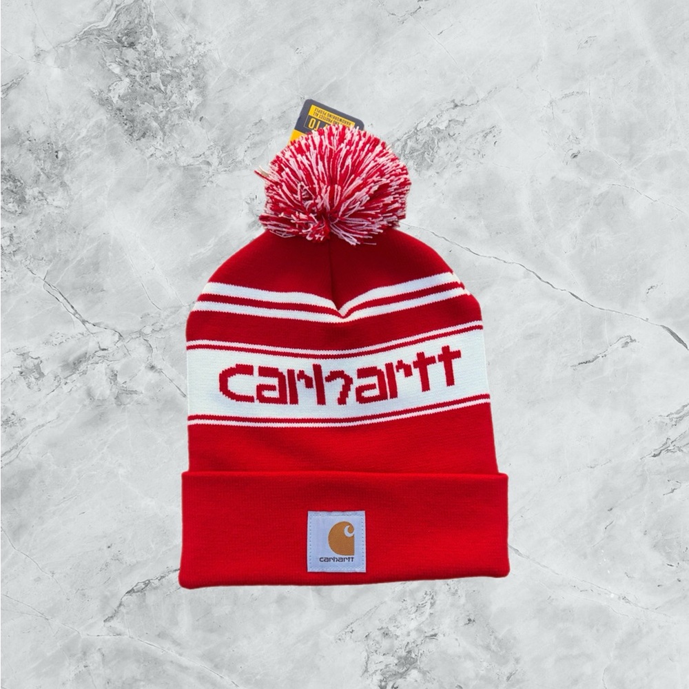 NWT Limited Edition Carhartt Knit Pom-pom Santa Cuffed Logo Beanie